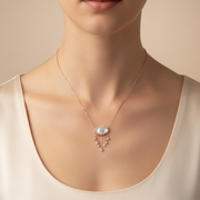 925 Sterling Silver Eye Shape Pendant Necklace with Adjustable Length